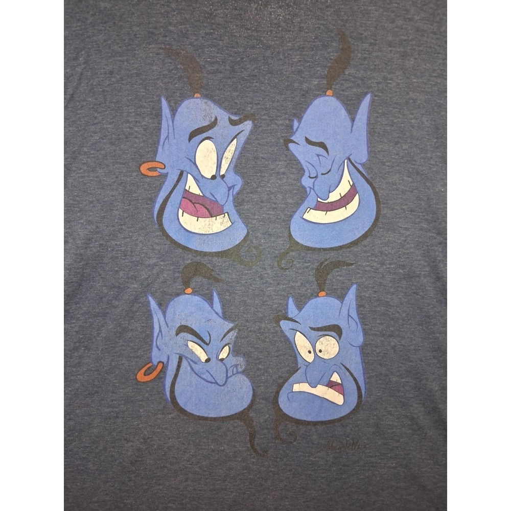 Disney Adult Shirt 3XL Gray Aladin Genie Faces Crew Pullover Classic VTG‎ Movie